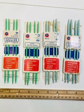 4 sets New Vintage Boye Double Pointed Plastic Knitting Needles 7” Length